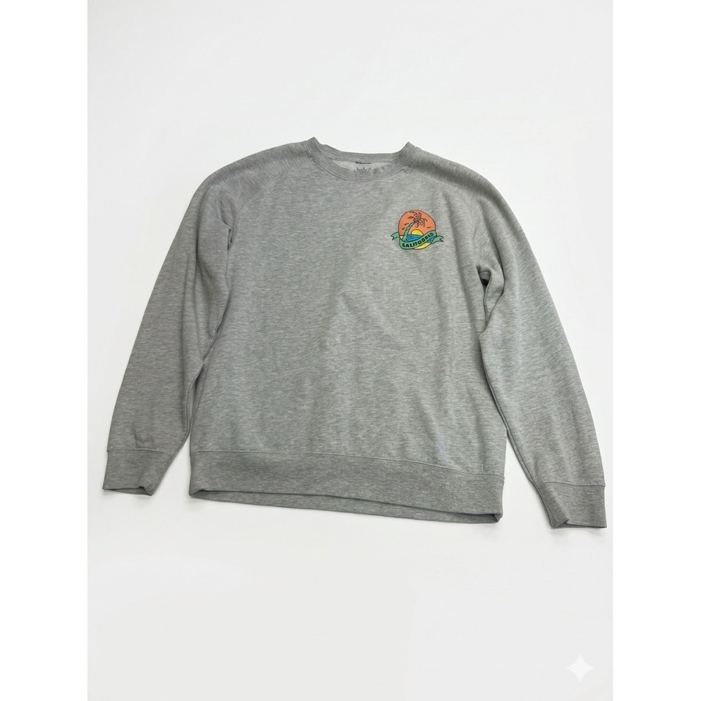 Blue Crown Sweatshirt Mens Medium Gray California Graphic Raglan Skater